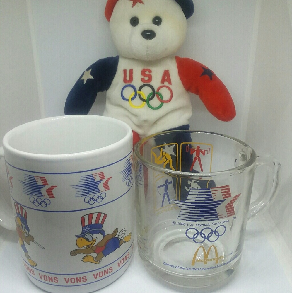 Vintage Olympics Collectors Coffee Mug & Plush